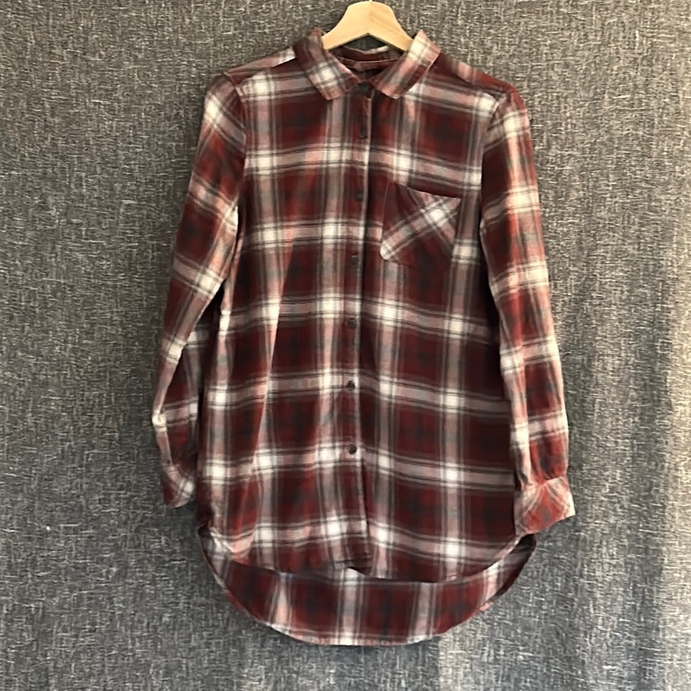 Extra long flannel shirt, easily worn as a dress